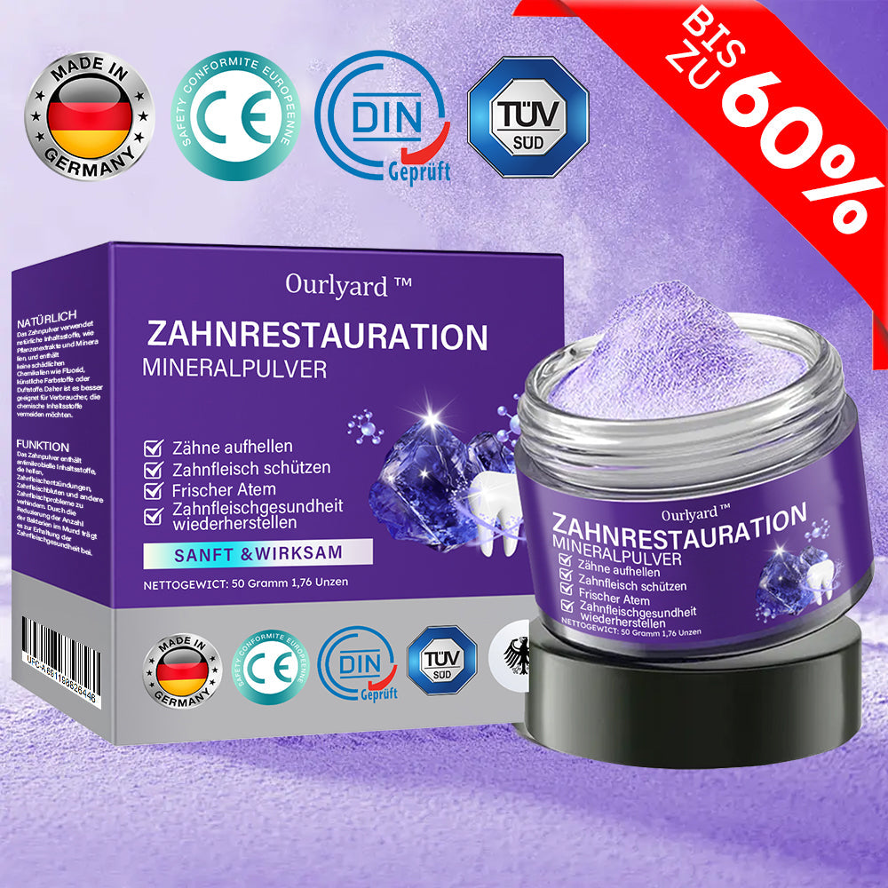 ✅Offizieller Shop | Ourlyard™ Zahnreparatur und Mundgesundheits-Mineralpulver🧑🏽‍⚕️Erhält die Zertifizierung der Deutschen Zahnärztekammer (Behandlung von Parodontitis und Mundgeschwüren, Vorbeugung von Zahnverlust und Behandlung von Karies)