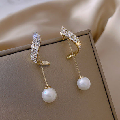Copy of 2021 New Korean Style Contracted Heart Pearl Earrings For Women Sweet Flower Zircon Geometric Stud Earring Girl Party Jewelry