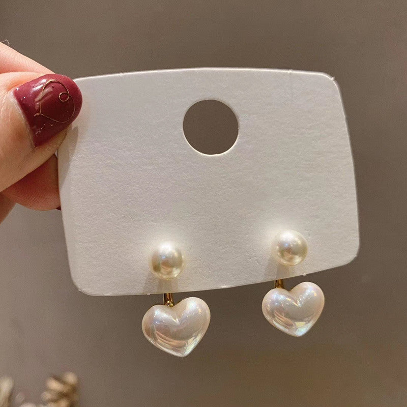 Copy of 2021 New Korean Style Contracted Heart Pearl Earrings For Women Sweet Flower Zircon Geometric Stud Earring Girl Party Jewelry